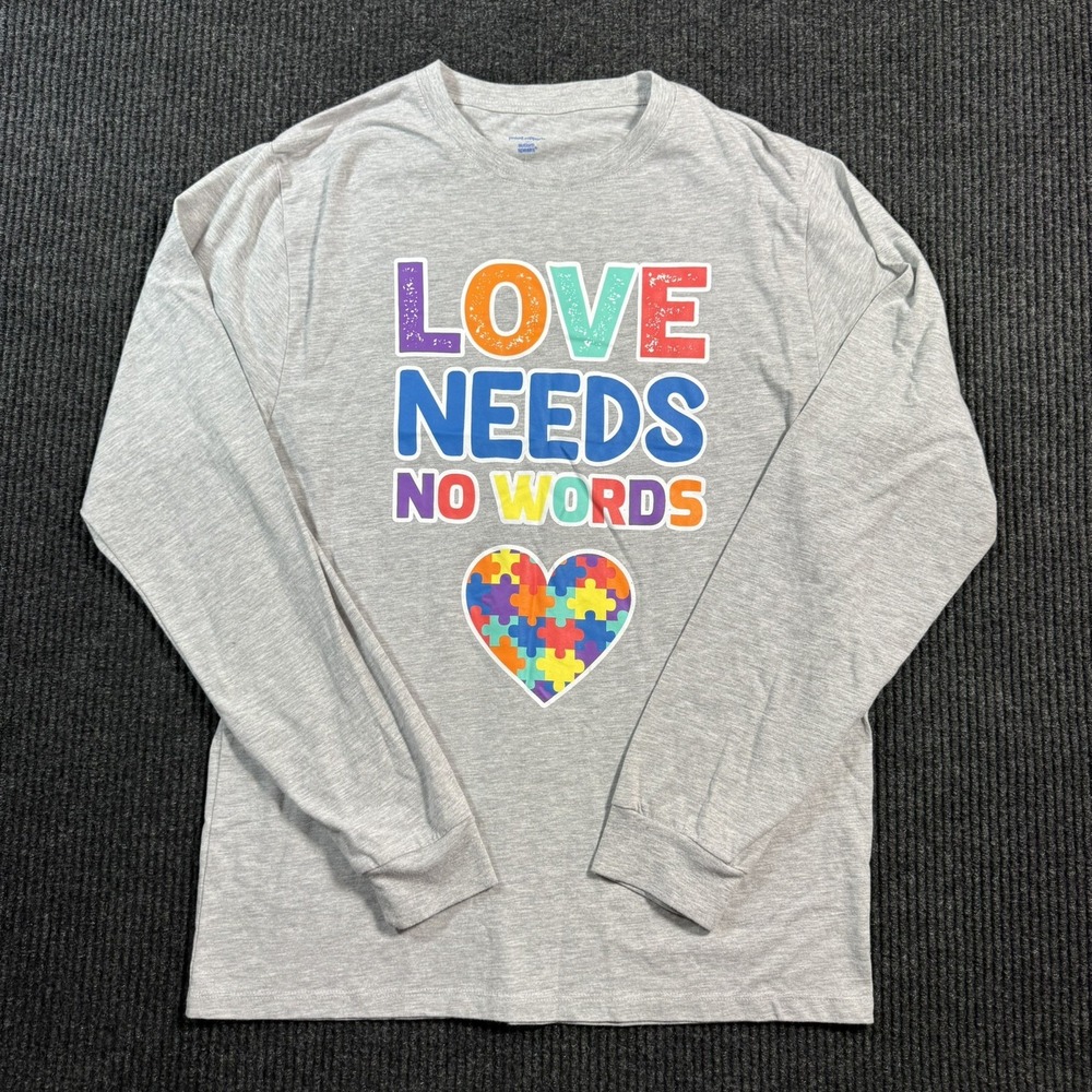 Autism Speaks Long-Sleeve Tshirt Love Needs No Words Unisex Large Awareness